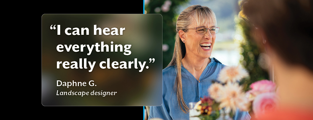 Image for Omega AI hearing aids with three hearing aid wearers including a middle aged woman and man and another woman